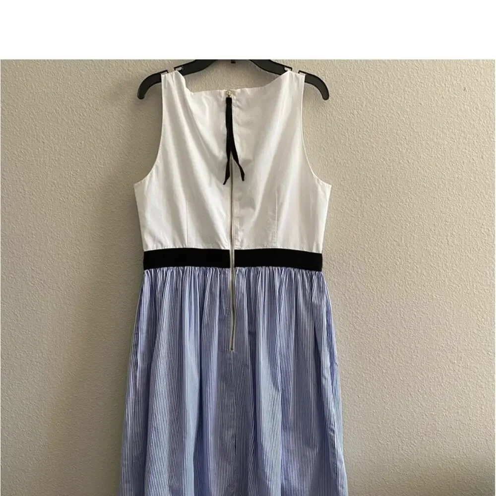 Kate Spade Broome Street Pinstripe blue & white dress. Sz 8 $229 - Picture 14 of 15